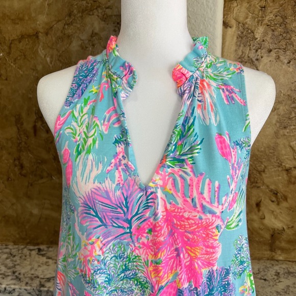 Lilly Pulitzer Malone Dress Womens Small Cay to My Heart Print Celestial Blue - Picture 3 of 12